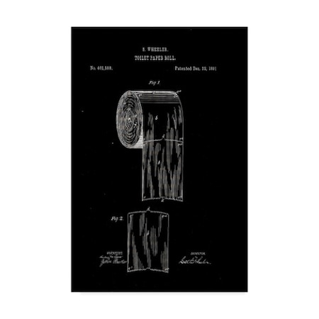 Claire Doherty 'Toilet Paper Roll Patent 1891 Black' Canvas Art,30x47